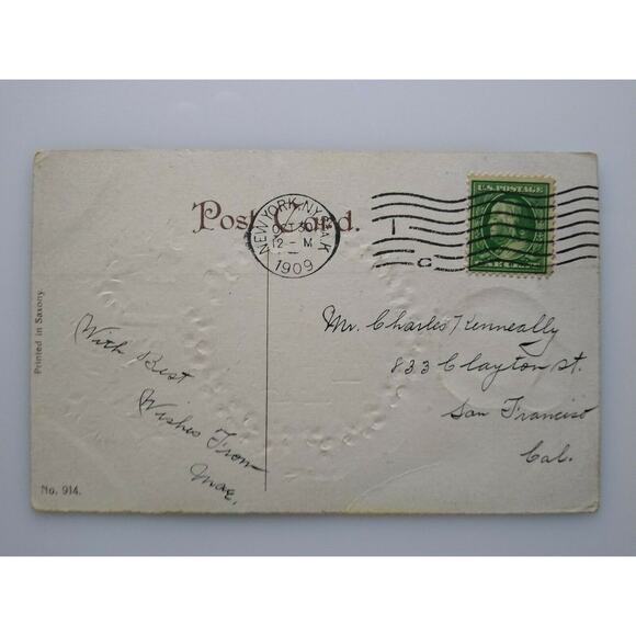 Halloween Green Face Goblin Gottschalk Dreyfuss & Davis Postcard Germany 1909 - Picture 3 of 5